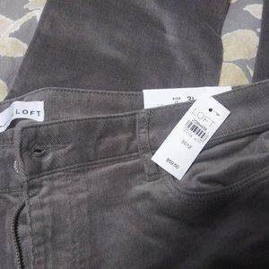 NWT LOFT gray corduroy skinny pants